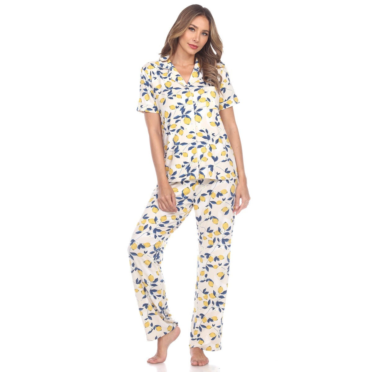  White Mark Women's Tropical Print Pajama Set - S - Bonton