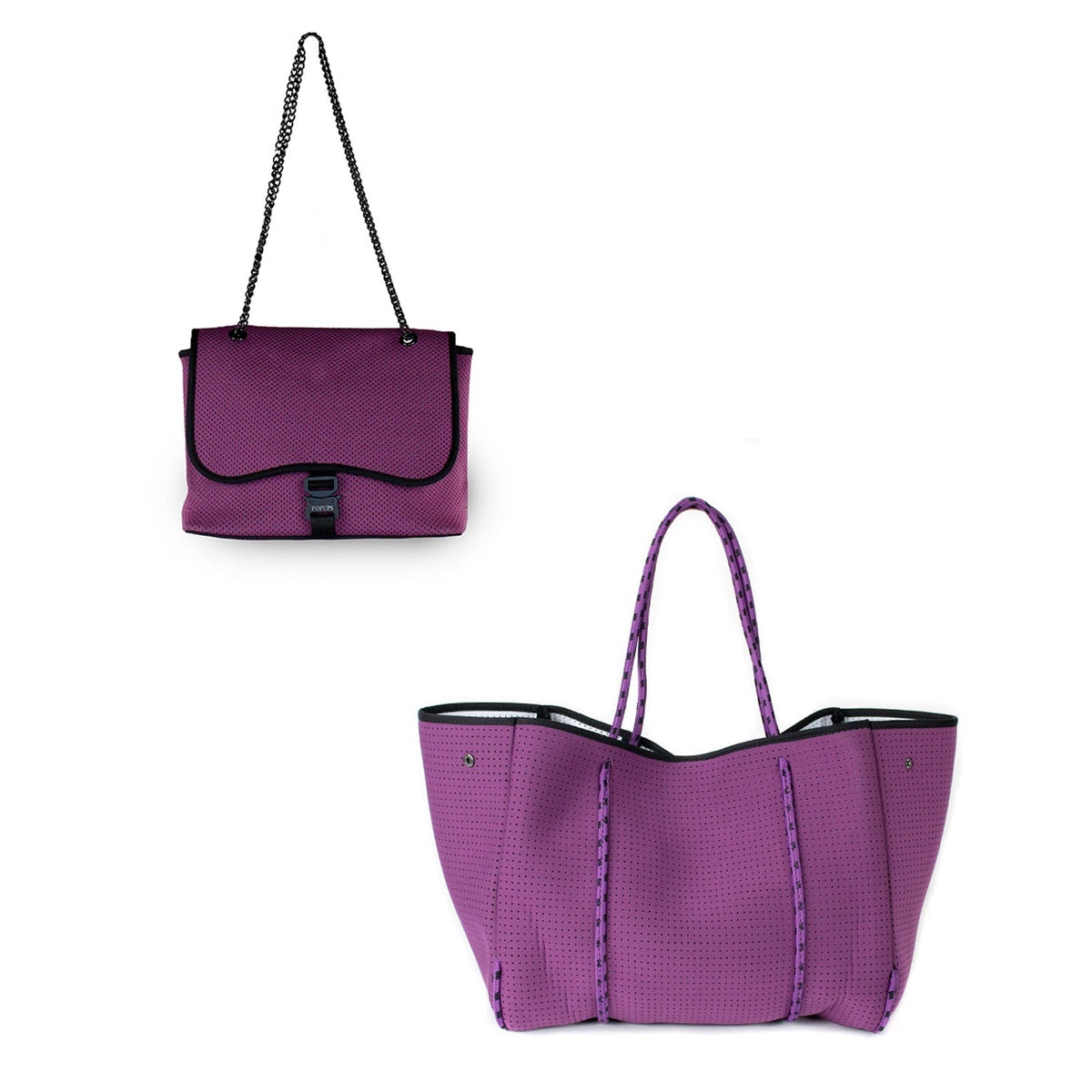  Pop Ups Brand Flap Crossbody + Everyday Tote - Eggplant - Default Title - Bonton