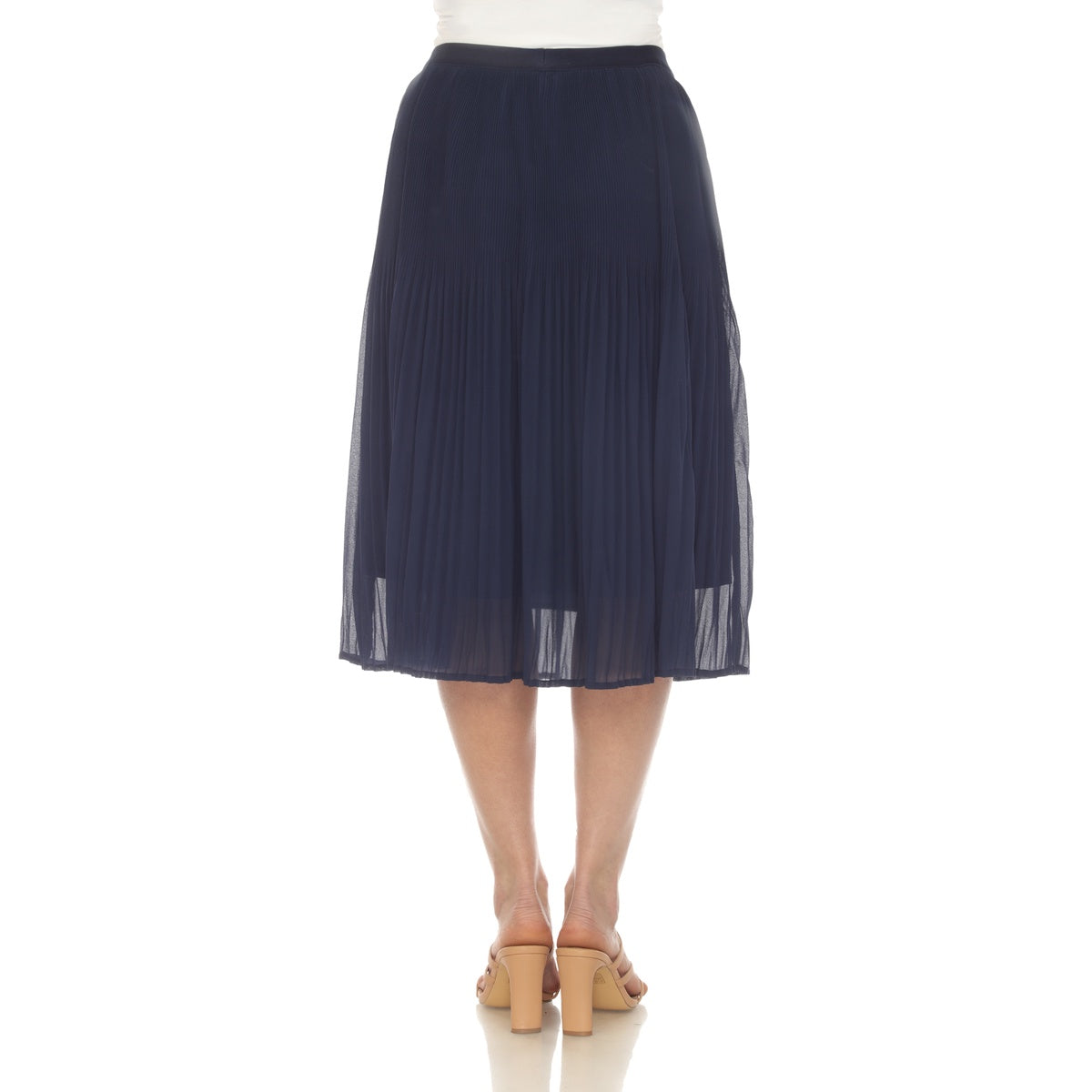  White Mark Women's Chiffon Pleated Midi Skirt - S - Bonton