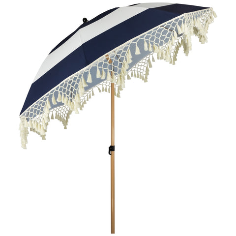 Striped Outdoor Tilting Beach Market Umbrella - 6.5' - Blue and White
