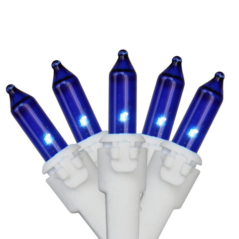 100-Count Blue Mini Christmas Light Set  20.25ft White Wire