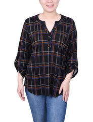 Petite 3/4 Roll Sleeve Top