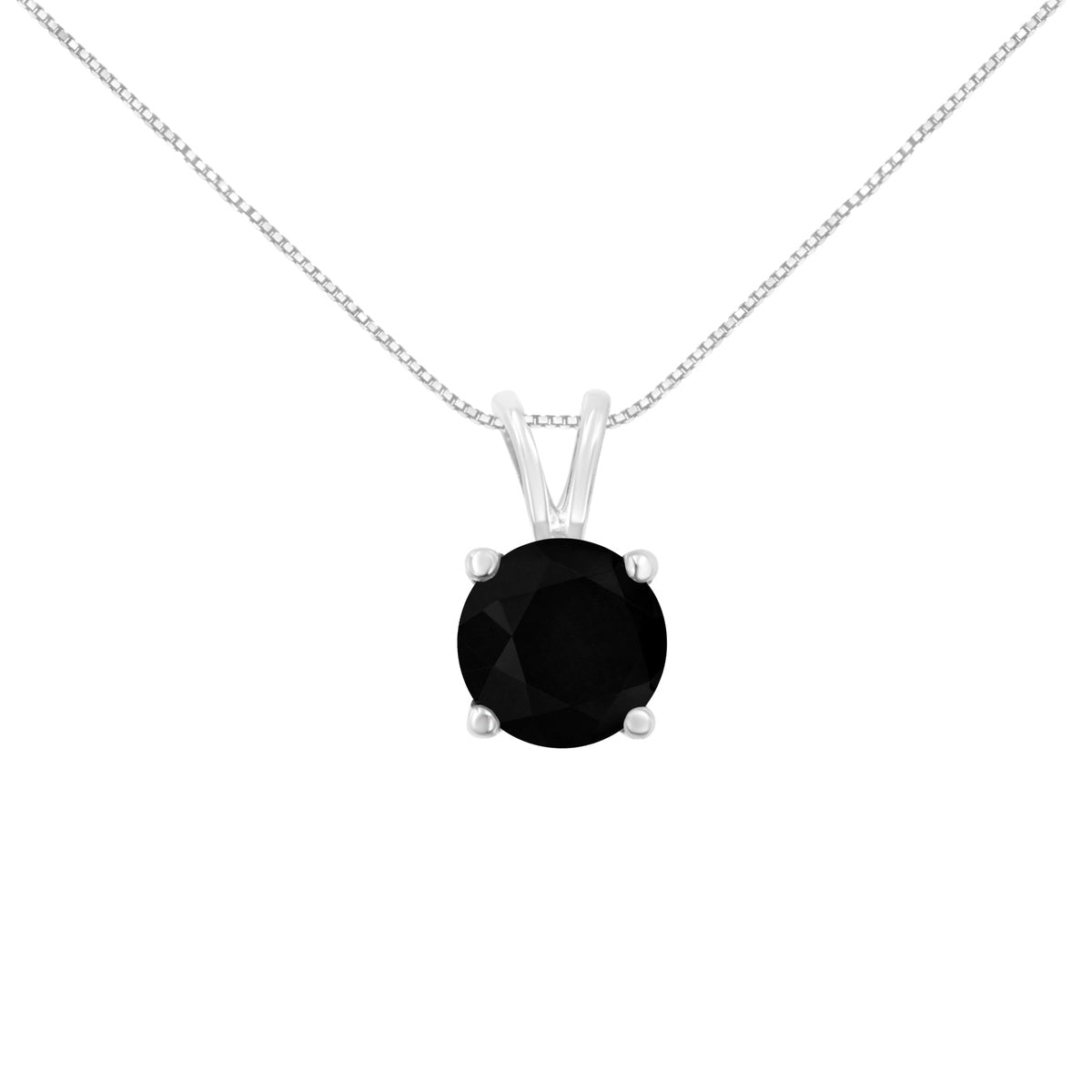  Haus of Brilliance .925 Sterling Silver 1/2 Cttw Treated Black Round-Cut Solitaire 4-Prong Set Diamond 18