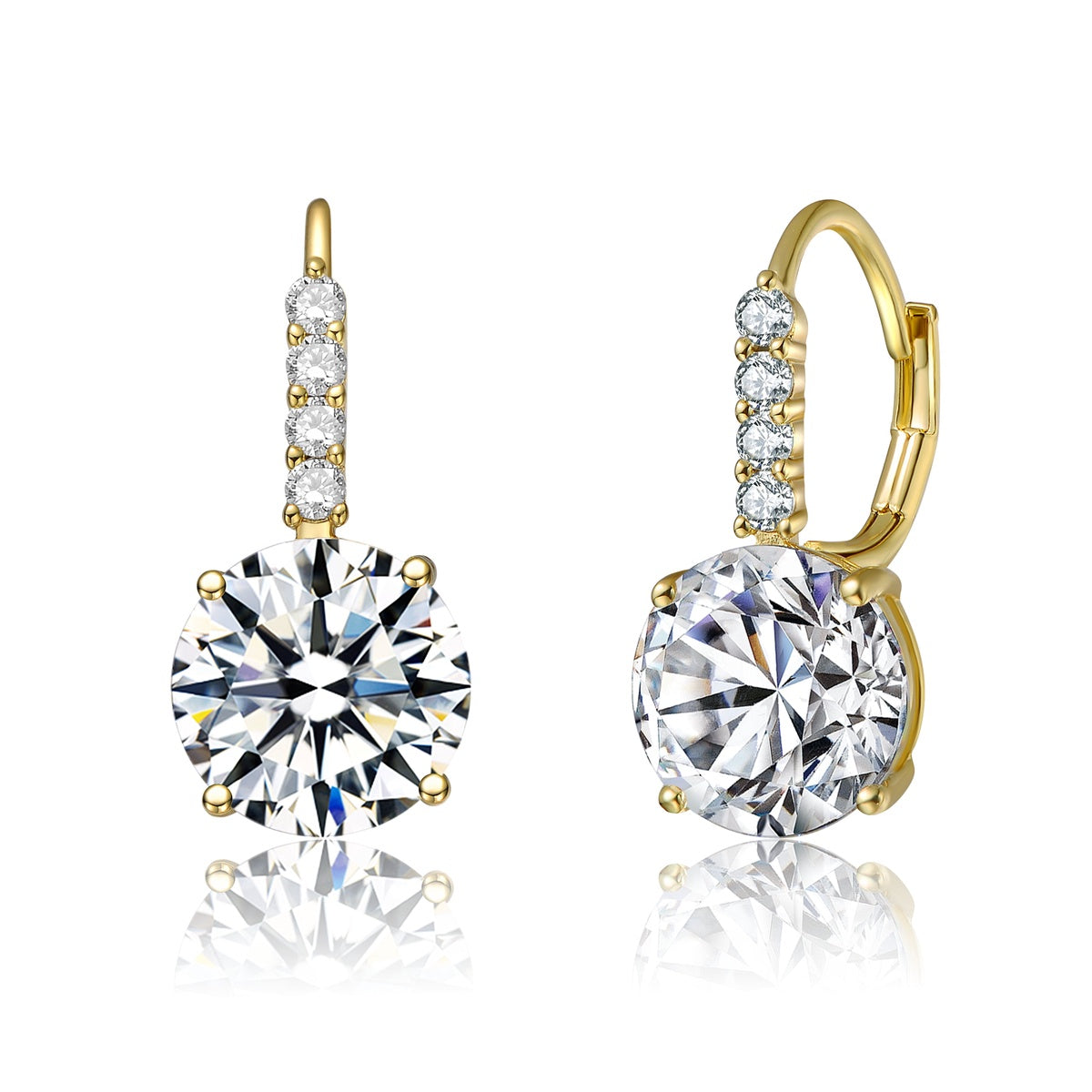  Rachel Glauber White Gold Plated Cubic Zirconia Hinge Back Earrings - Yellow - Bonton