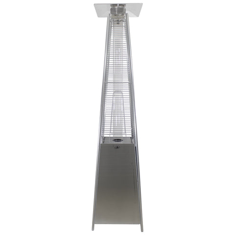 Pyramid Glass Tube Outdoor Gas Patio Heater  44 000 BTU Stainless Steel Finish