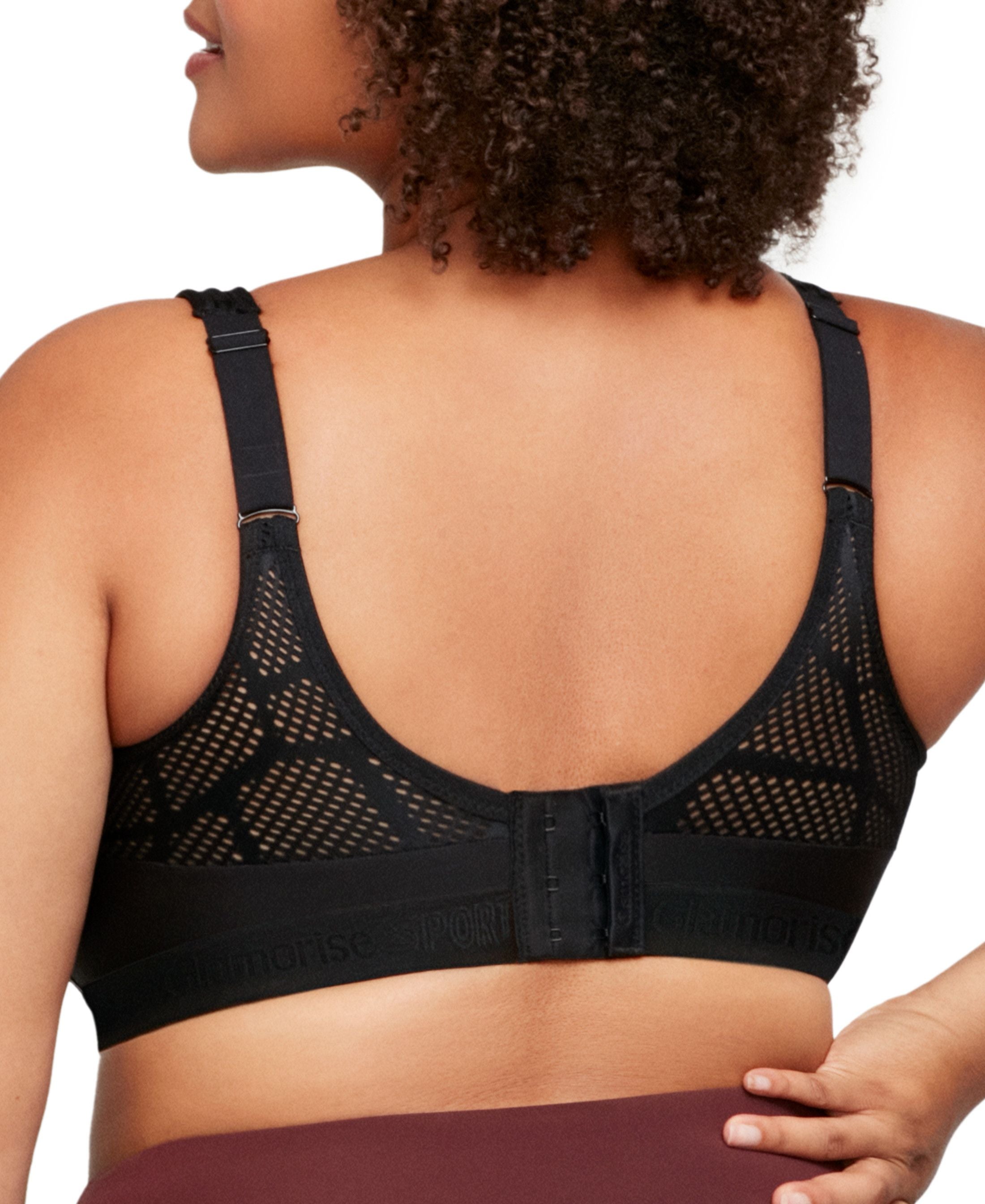  Glamorise No-Sweat Mesh Sports Bra - Black - Bonton