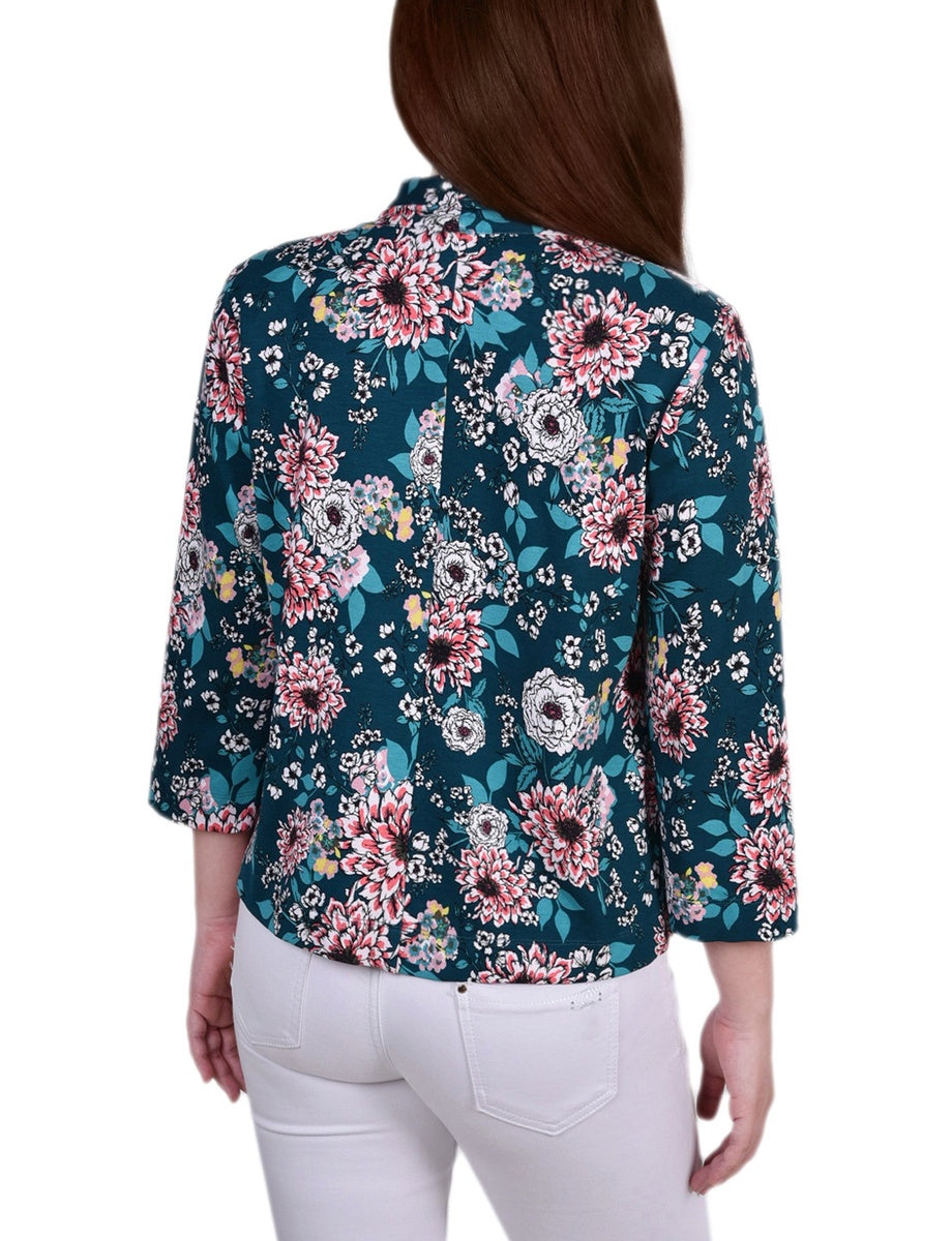  NY Collection Long Sleeve Ponte Jacket - Plum Caspia - Bonton