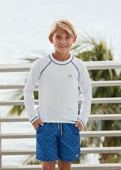 Boys White Long Sleeve Cabana Rashguard