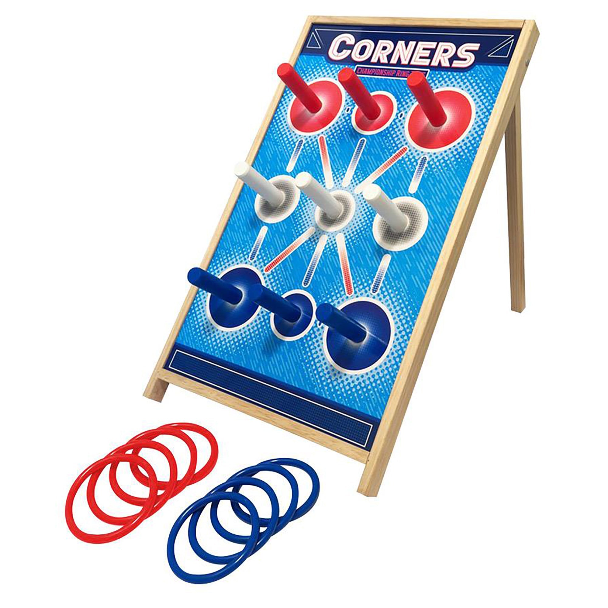  CORNERS RING TOSS Corners Championship: Ring Toss Reinvented - Yard & Party Game, Wooden Peg Board, Competition Scoring Game, Indoor & Outdoor, Family & Friends Ages 6+ - Multi - Bonton