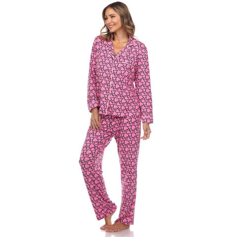 Women's Long Sleeve Heart Print Pajama Set
