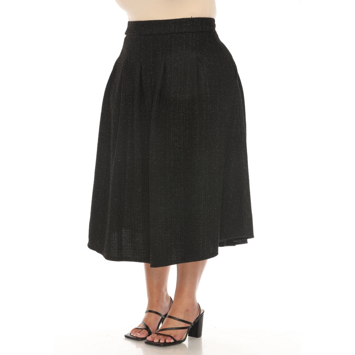  White Mark Plus Size Flared Tweed Skirt - 1X - Bonton