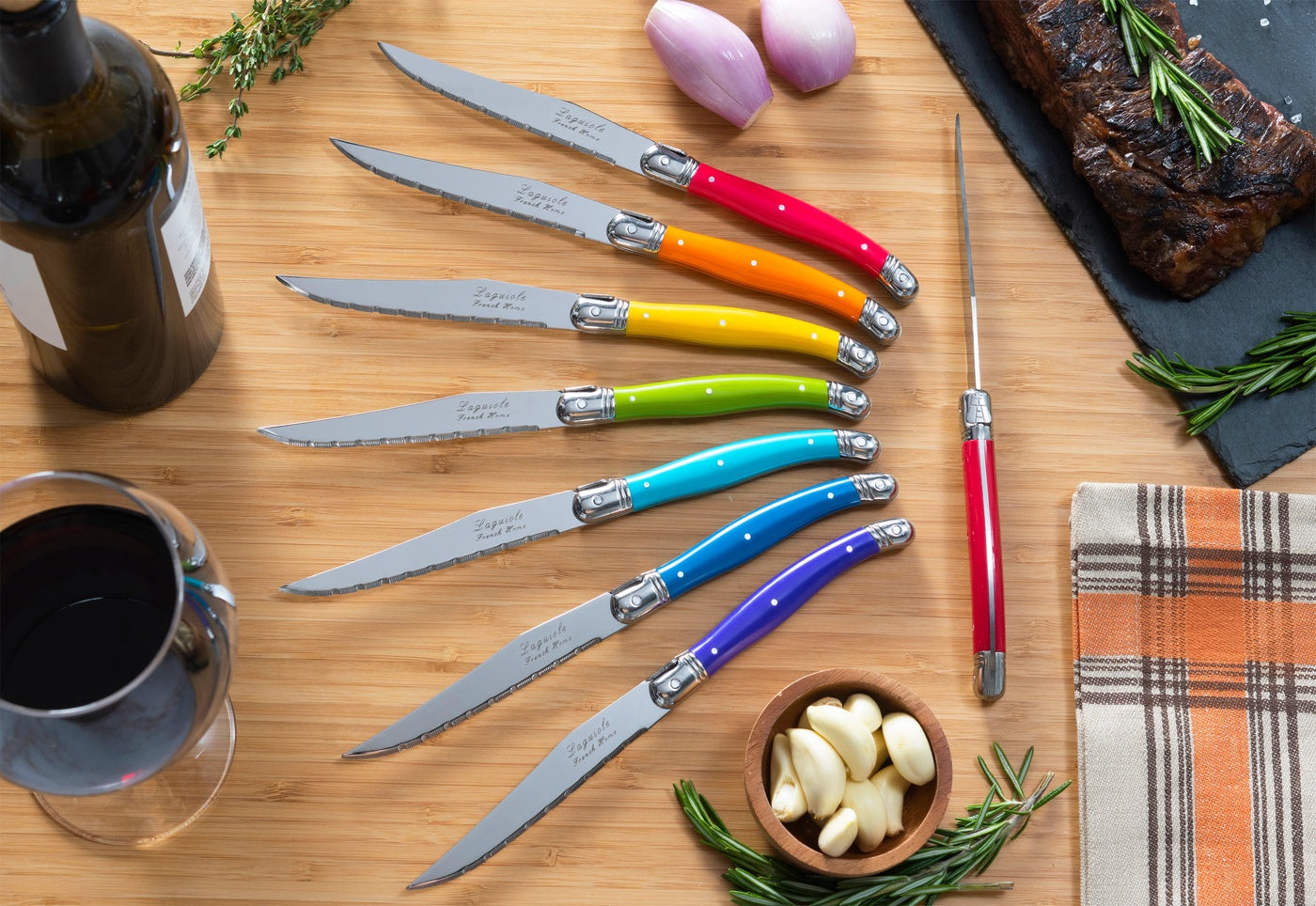  French Home Set of 8 Laguiole Steak Knives, Rainbow Colors - Default Title - Bonton