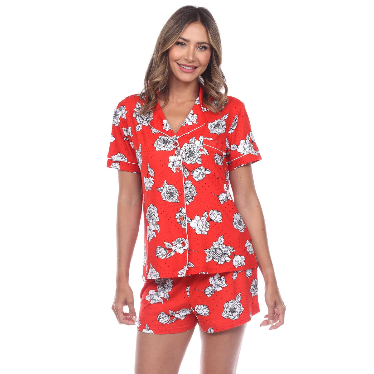  White Mark Women's Short Sleeve Floral Pajama Set - XL - Bonton