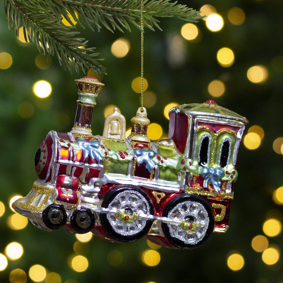  Northlight Train Glittered Glass Christmas Ornament - 5.5