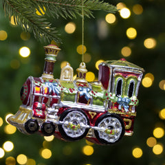 Train Glittered Glass Christmas Ornament - 5.5" - Multicolor