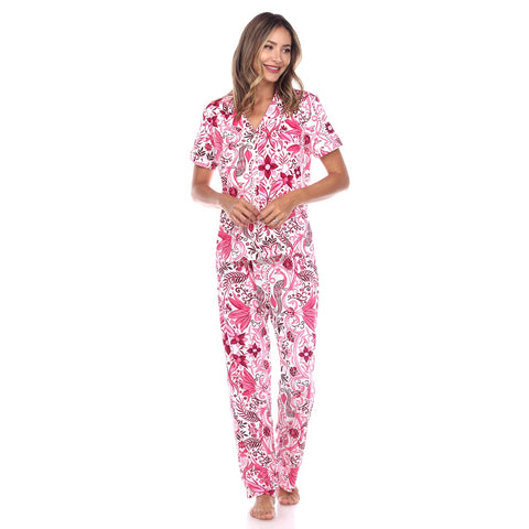 Women's Short Sleeve & Pants Tropical Pajama Set