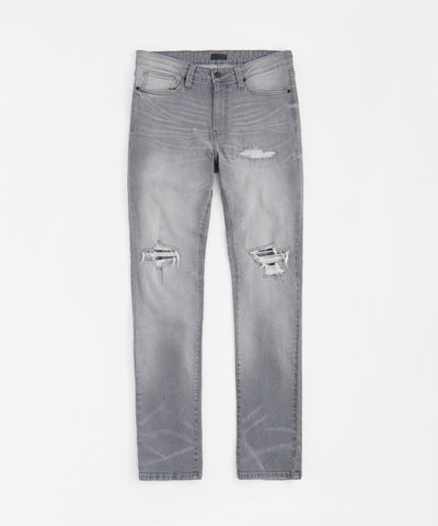 Skinny Rip and Repair Denim Pants - Grey