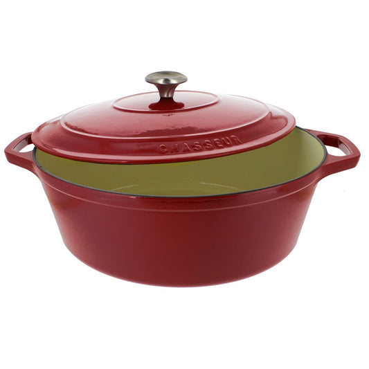 Red French Enameled Cast Iron Oval Dutch Oven (CI-3733), 7.25-Quart