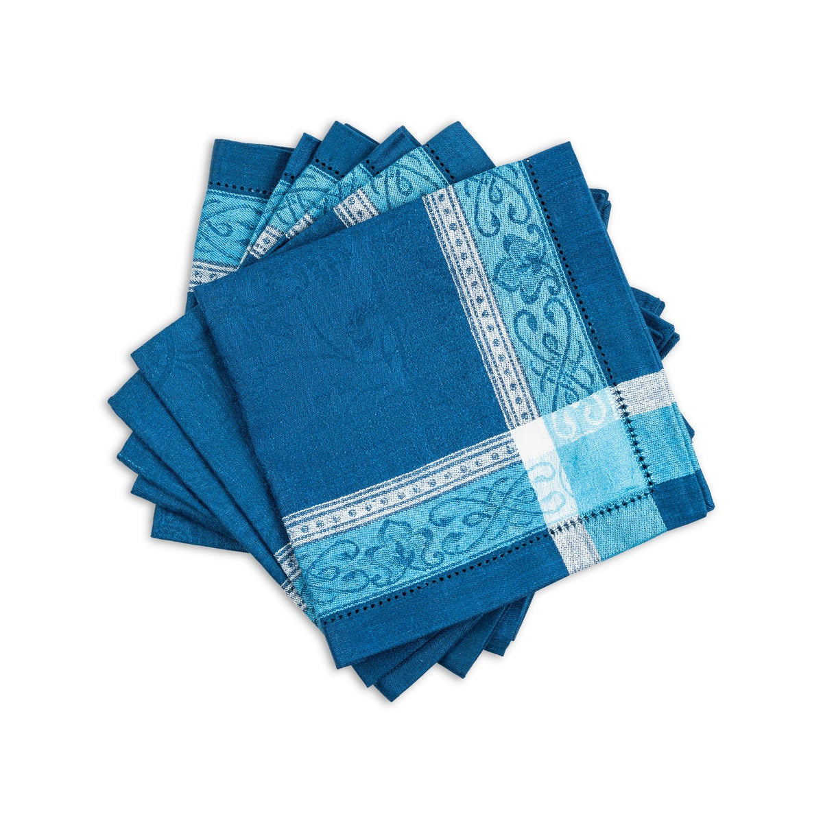  French Home Astra Set of 6 Linen Napkins – Shades of Blue - Default Title - Bonton