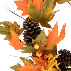 Leaves  Pinecones and Berries Artificial Fall Harvest Wreath  24-Inch  Unlit