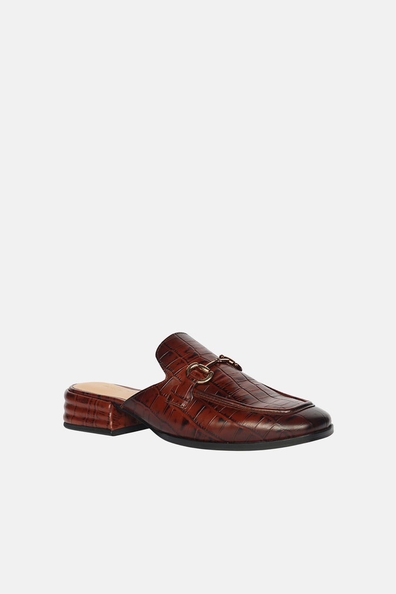  Saint G Savannah Croco - Heeled Mule - Chocolate - Bonton