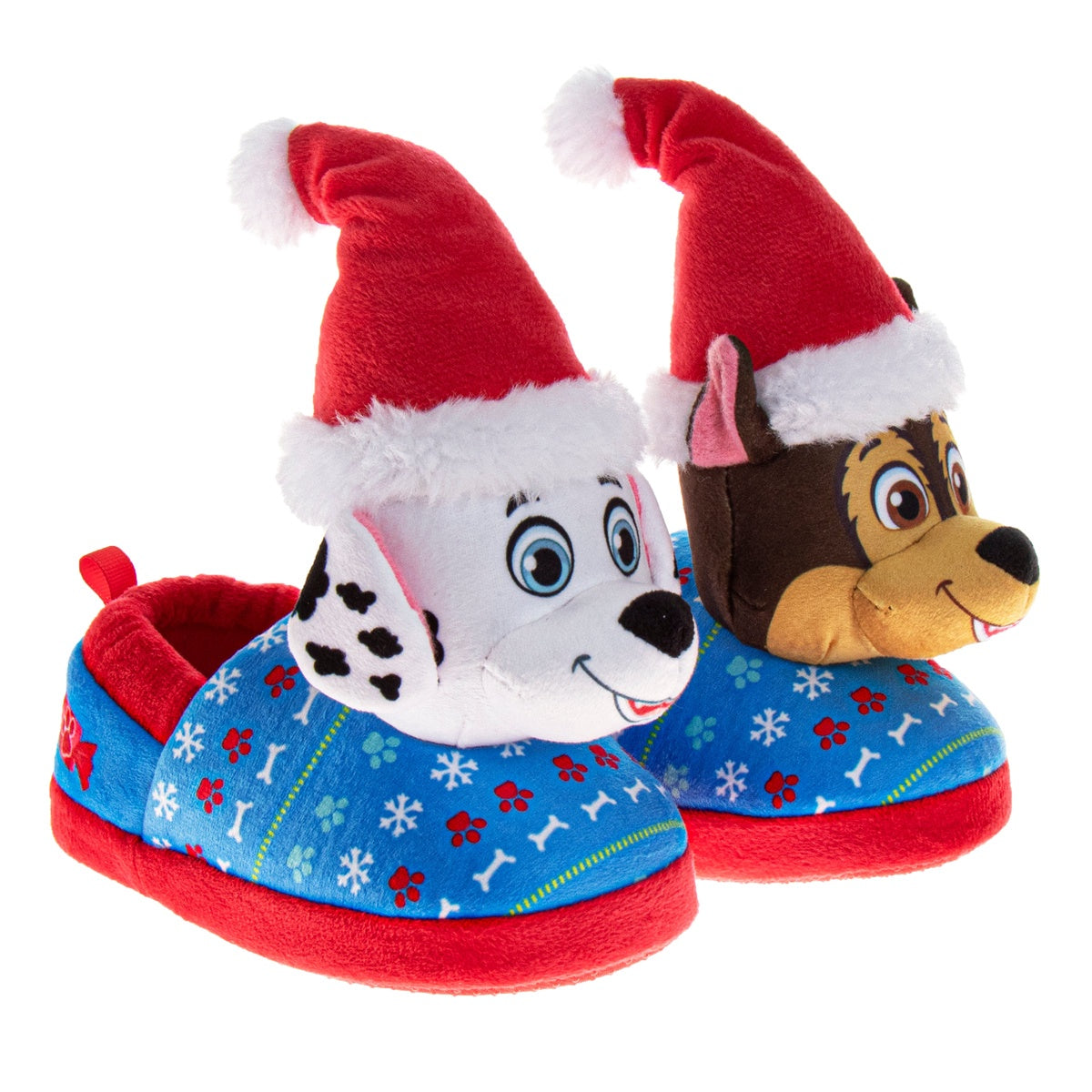  Josmo Paw Patrol Chase and Marshall Christmas Boys Slippers Cozy Plush Santa House Shoes Size Toddler - 5-6 - Bonton