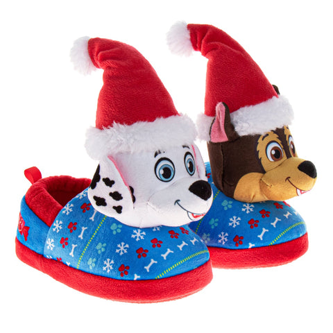 Paw Patrol Chase and Marshall Christmas Boys Slippers Cozy Plush Santa House Shoes Size Toddler