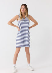 Navy Stripe 1/4 Zip Sleeveless Sport Dress