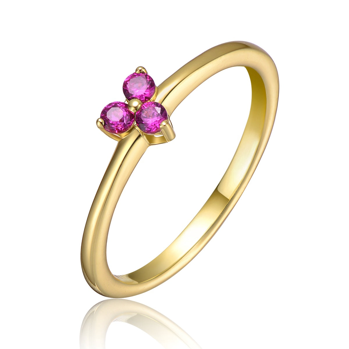  GigiGirl 14K Gold Plated With 3-Stone Green or Pink Cubic Zirconia Solitaire Ring - 3 - Bonton