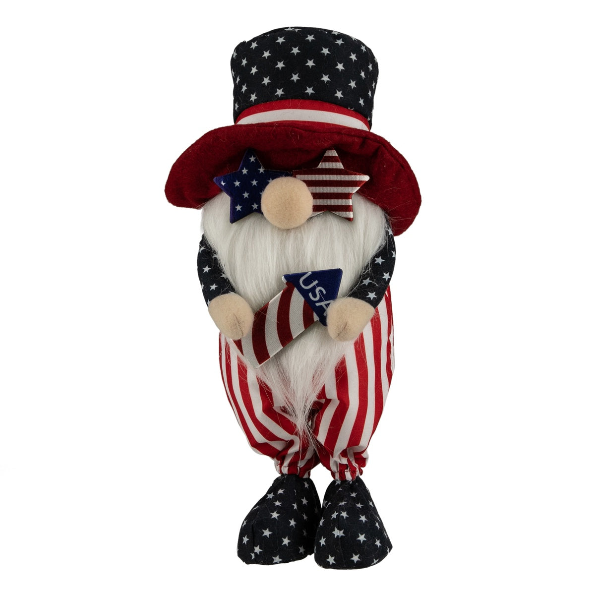  Northlight Patriotic Gnome in Top Hat Holding Rocket - 12.25
