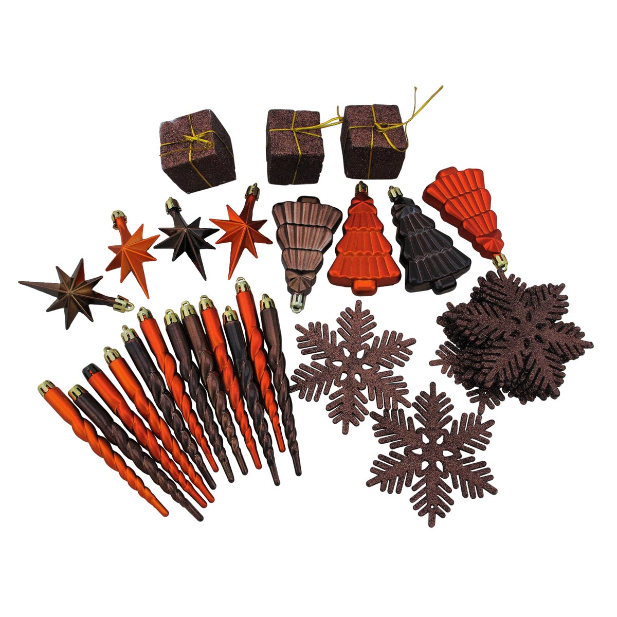  Northlight 125ct Chocolate Brown and Burnt Orange Shatterproof 4-Finish Christmas Ornaments 5.5