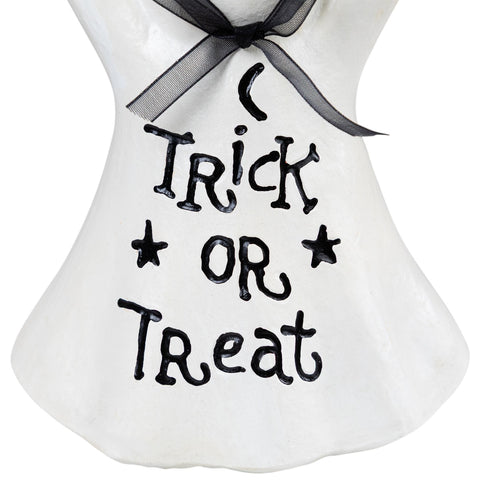 Ghost and Pumpkin "Happy Halloween" and "Trick or Treat" Figurines - 7.75" - Set of 2