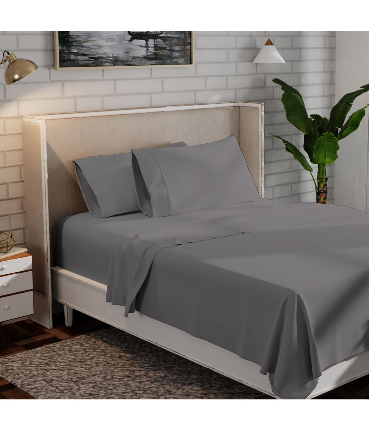  Purity Home Organic Cotton 300 Thread Count Percale Sheet Set Dark Gray - Dark Gray - Bonton