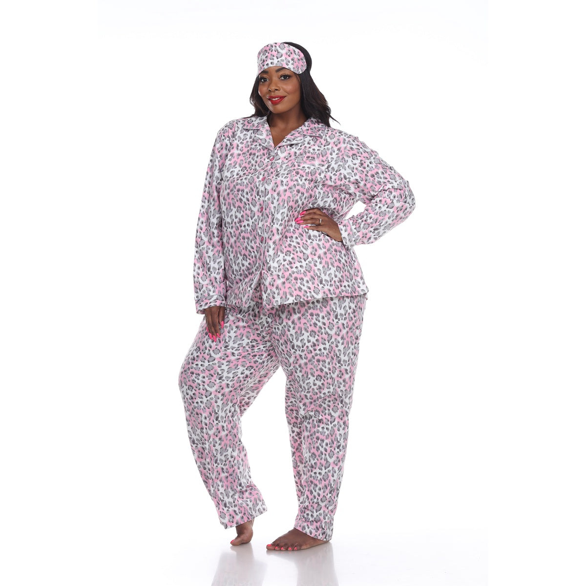  White Mark Plus Size Three-Piece Pajama Set - 1X - Bonton