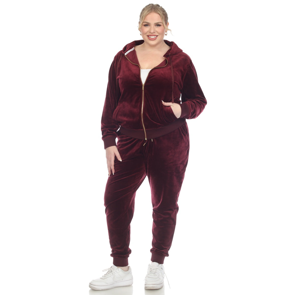  White Mark Plus Size 2 Piece Velour Tracksuit Set - 3X - Bonton