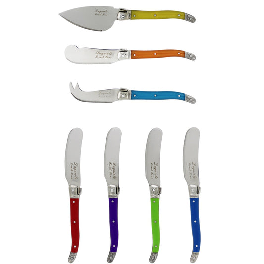 7 Piece Laguiole Jewel Colors Cheese Knife and Spreader Set