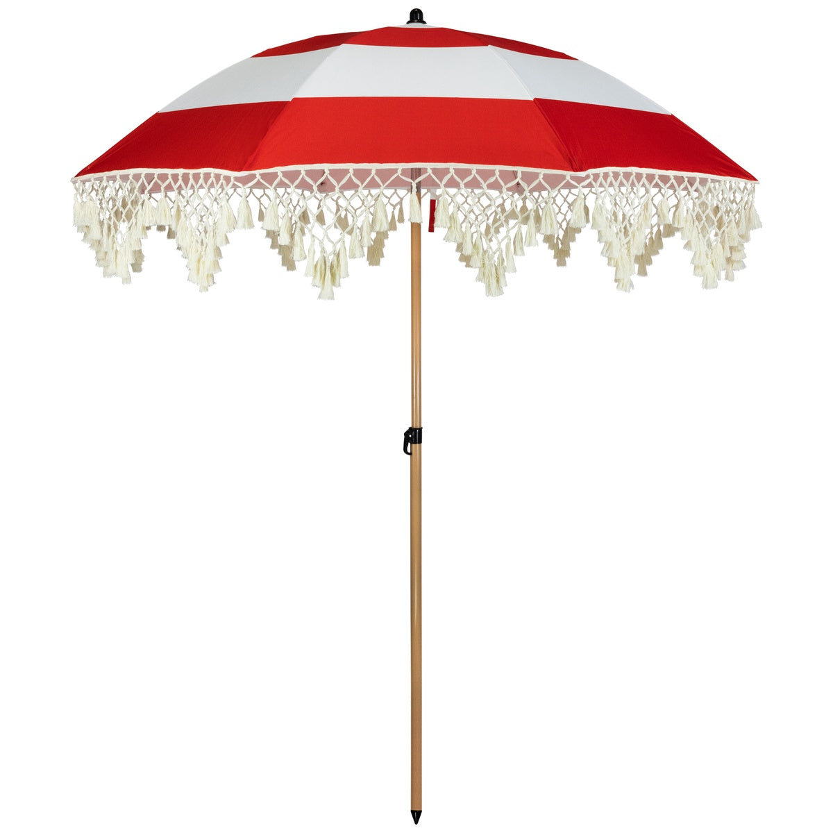  Northlight Striped Outdoor Beach Market Umbrella With Tiltt- 6.5' - Red and White - Red and White - Bonton