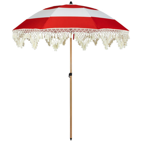 Striped Outdoor Beach Market Umbrella With Tiltt- 6.5' - Red and White