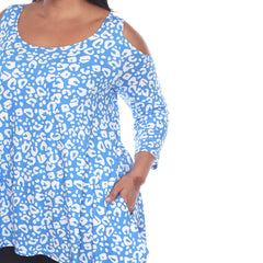 Plus Size Leopard Cold Shoulder Tunic