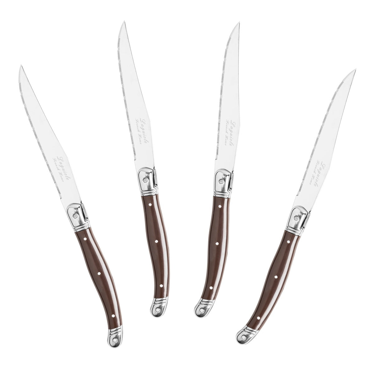  French Home Set of 4 Laguiole Steak Knives, Chocolate Brown - Default Title - Bonton