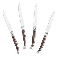 Set of 4 Laguiole Steak Knives, Chocolate Brown