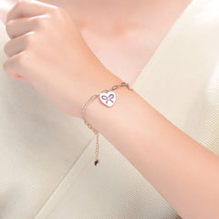 Teen/Young Adults 18K Rose Gold Plated With Heart Charms Adjustable Bracelet