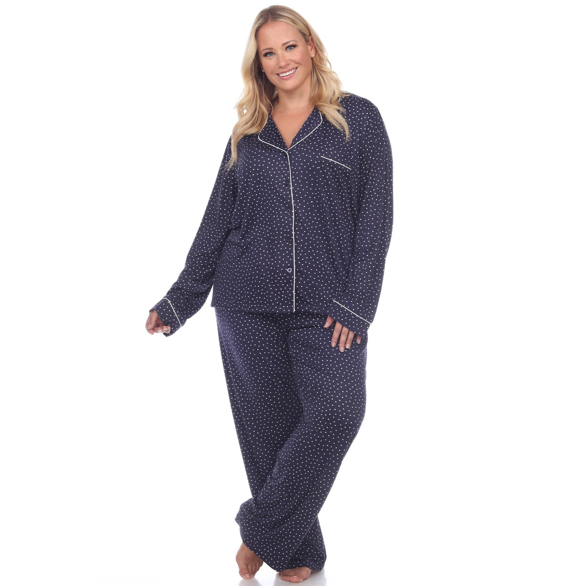  White Mark Plus Size Long Sleeve Pajama Set - 1X - Bonton