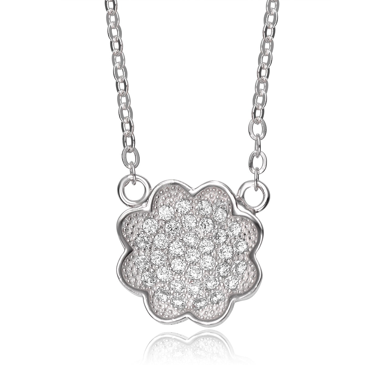  Genevive Gold Overlay Cubic Zirconia Dainty Flower Necklace - Gold - Bonton