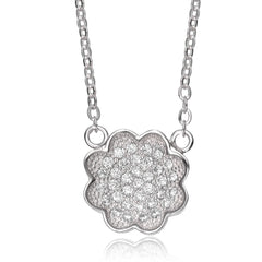 Gold Overlay Cubic Zirconia Dainty Flower Necklace