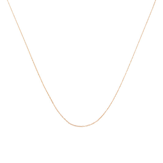 Solid 10K Rose Gold 0.5Mm Rope Chain Necklace. Unisex Chain - Size 18" Inches