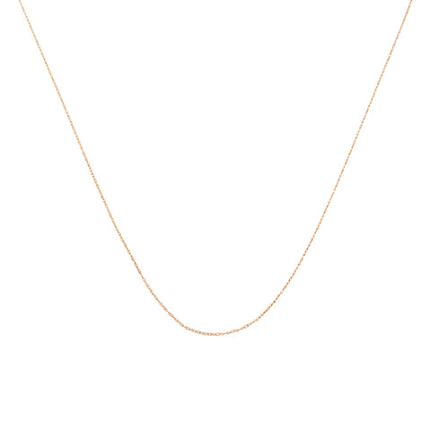Solid 10K Rose Gold 0.5Mm Rope Chain Necklace. Unisex Chain - Size 18" Inches