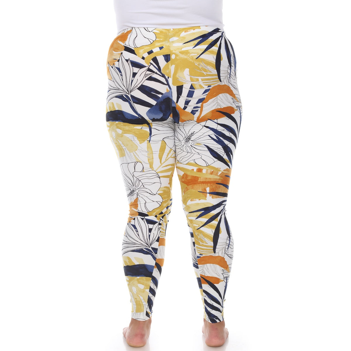  White Mark Plus Size Super Soft Tropical Printed Leggings - one size - Bonton