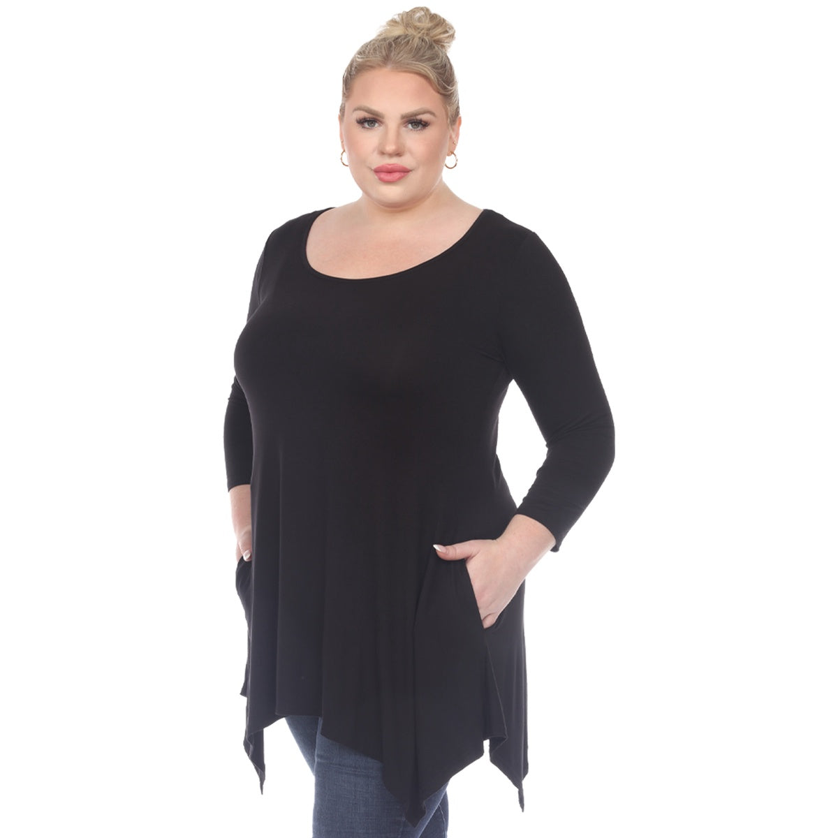  White Mark Plus Size Makayla Tunic Top - 1X - Bonton