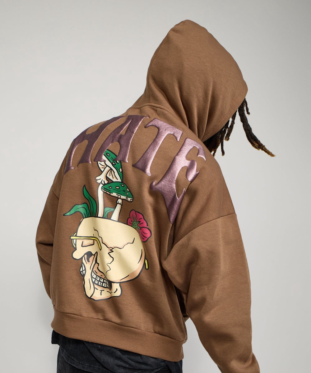  Reason Clothing Love Hate Puff Print Hoodie - Khaki - KHAKI - Bonton